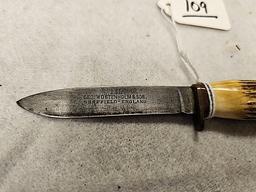IXL SHEFFIELD ENGLAND BONE HANDLE MINI SHEATH KNIFE NO SHEATH