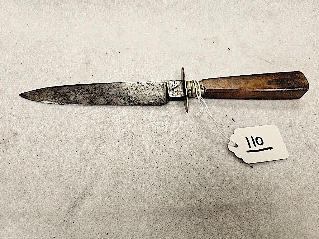 TILLOTSON & CO COLUMBIA PLACE SHEFFIELD ENGLAND SHEATH KNIFE HORNED HANDLE