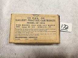 (20) GALLERY PRACTICE CARTRIDGES 30 CAL MODEL 1919 FOR 1903 AND 1917 RIFLE F
