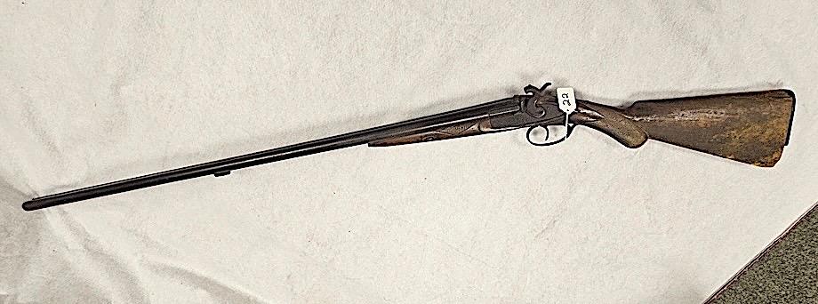W RICHARDS PERCUSSION DOUBLE BARRREL SHOT GUN, 20 GAUGE, INCOMPLETE: PARTS