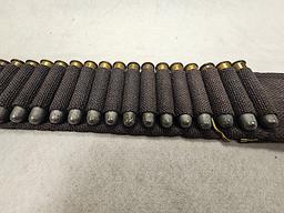 ANSON MILLS US CARTRIDGE BELT, PATENTED 1881, WORCHESTER, MA, BLACK WITH