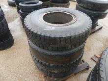 Pallet of Used 10R20 Tires and Beveled-hole Rims