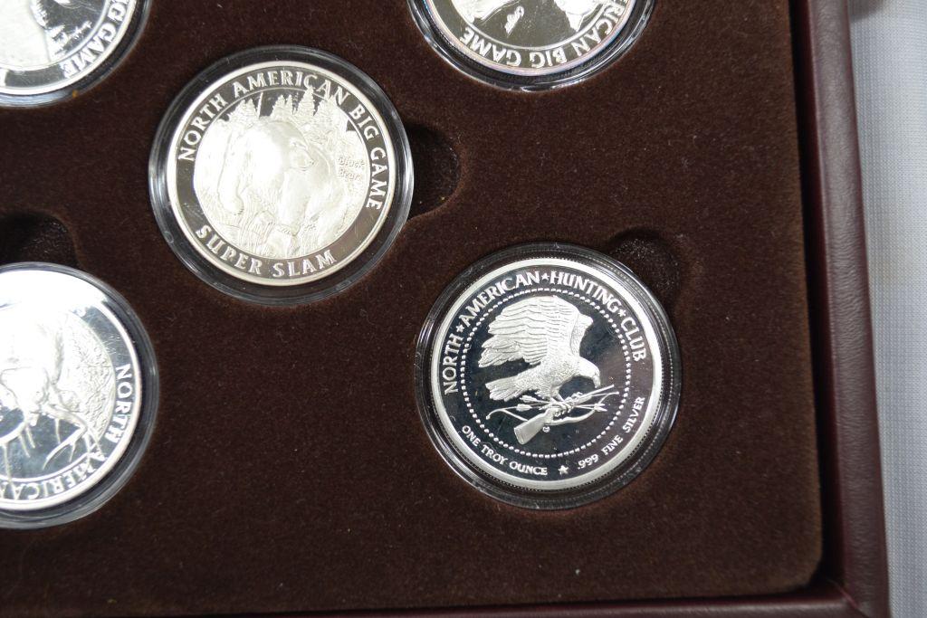 North American Big Game Super Slam Silver Proof Collection Including 27 .999 Silver Rounds in Presen