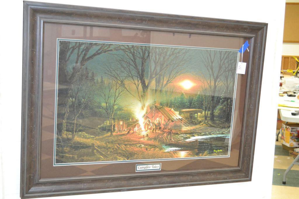 "Campfire Tales" by Terry Redlin, Matted and Framed Print; 41-1/2" wide x 29-1/2" Tall