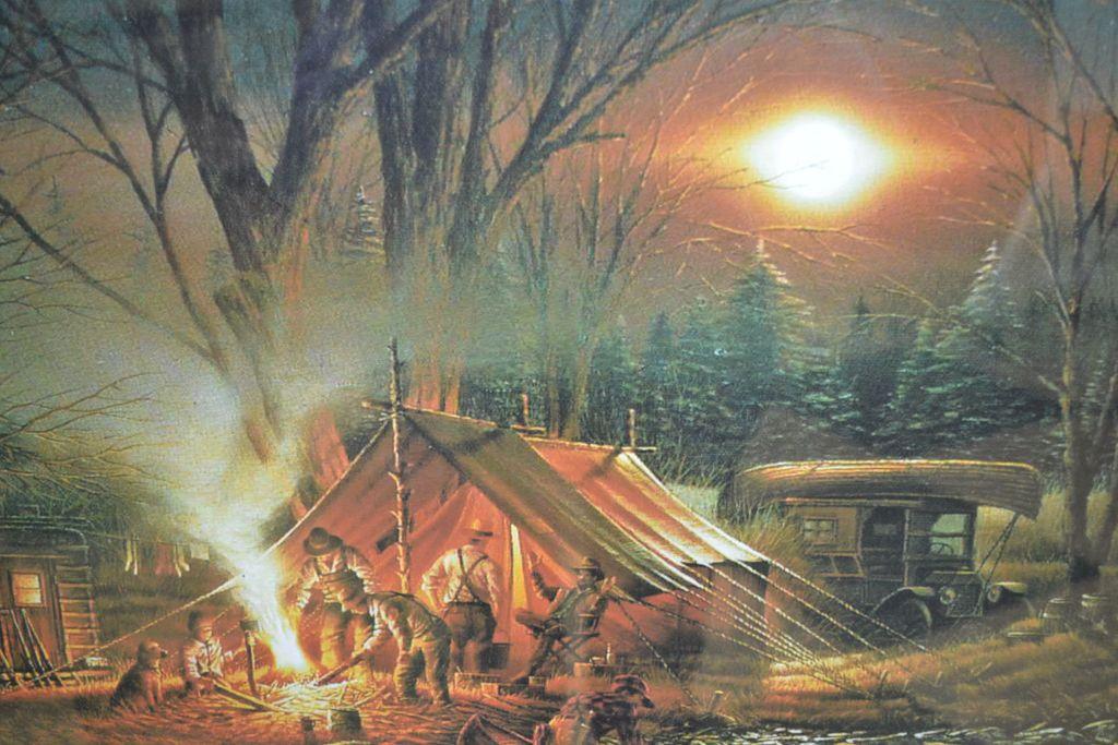 "Campfire Tales" by Terry Redlin, Matted and Framed Print; 41-1/2" wide x 29-1/2" Tall