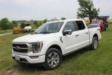 2023 Ford F150 Platinum, 4x4, 3.5L Ecoboost, White In Color, 12" Screen, 2nd Row Heated Seats, Wood