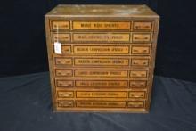 Oak 8-Drawer Hardware Store Wooden Cabinet w/Some Parts as Seen in Photo