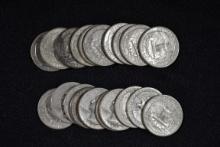 20 - 1940s Washington Silver Quarters; 20xBid