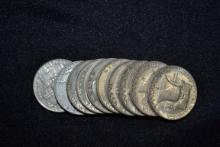 10 - 1950s Franklin Half Dollars; Avg. Circ.; 10xBid