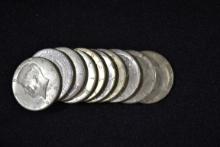 10 - Kennedy 40% Silver Half Dollars; 10xBid