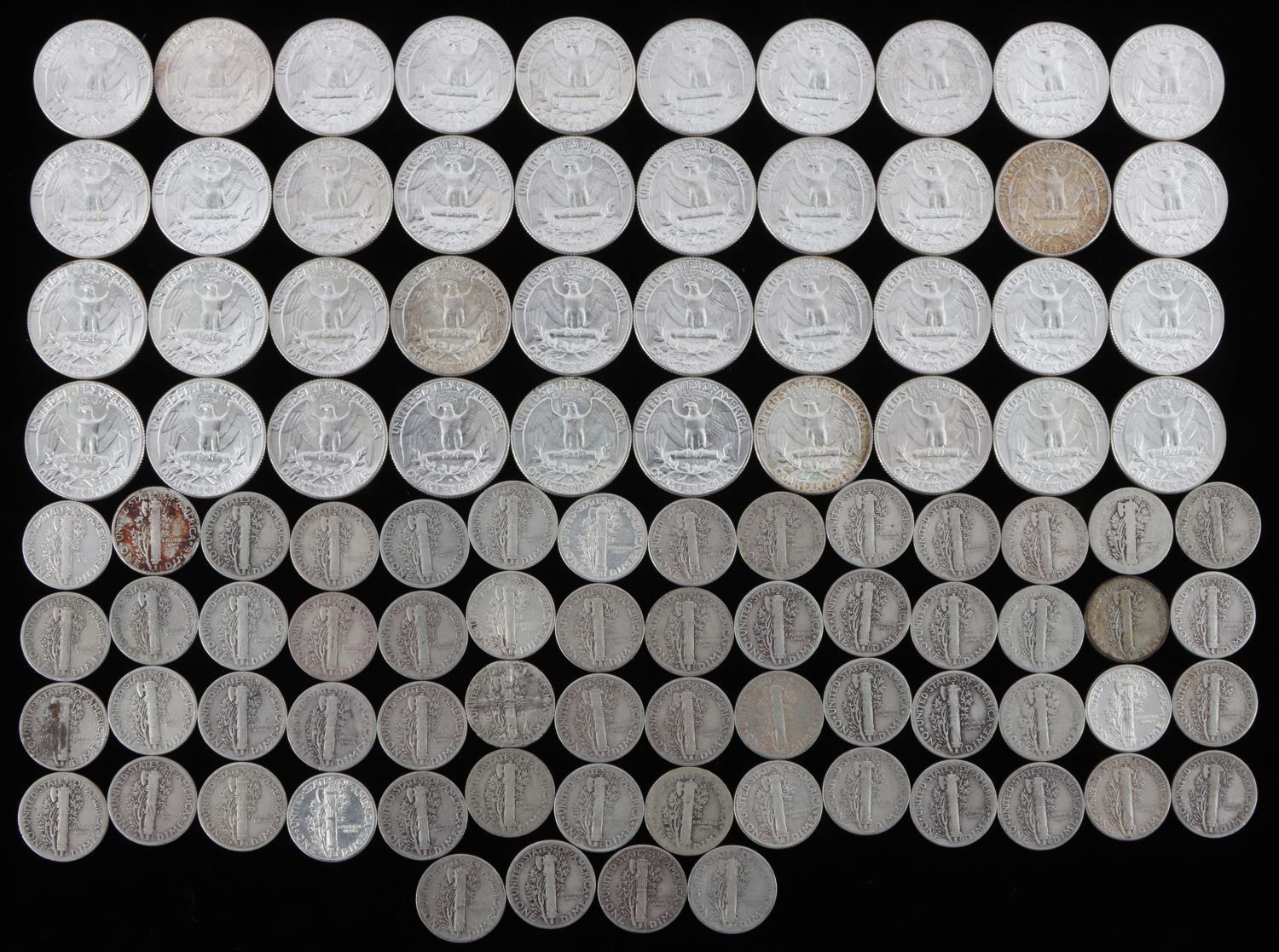 $16 FACE BU 90% SILVER COIN QUARTERS AND DIMES