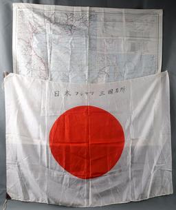 WWII JAPANESE FLAG KANJI & US ARMY CHINA SEA MAP