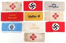 10 WWII GERMAN THIRD REICH CLOTH ARMBAND LOT
