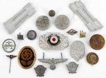 18 WWII GERMAN RIECH TINNIES STICK PIN & CAP BADGE