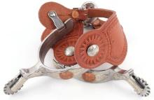 DOUBLE MOUNTED JD MOSS SILVER INLAID TEXAS SPURS