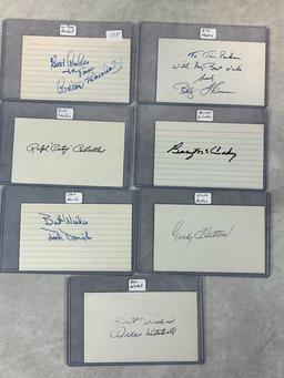 (7) Signed 3 x 5 Index Cards - Marshall, Caballero, Daniels, McCoskey, Thomas, Hatton and Mitchell