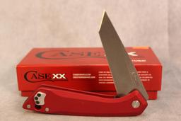 CASE TANTO SATIN W/RED ANODIZED HANDLE FLIPPER