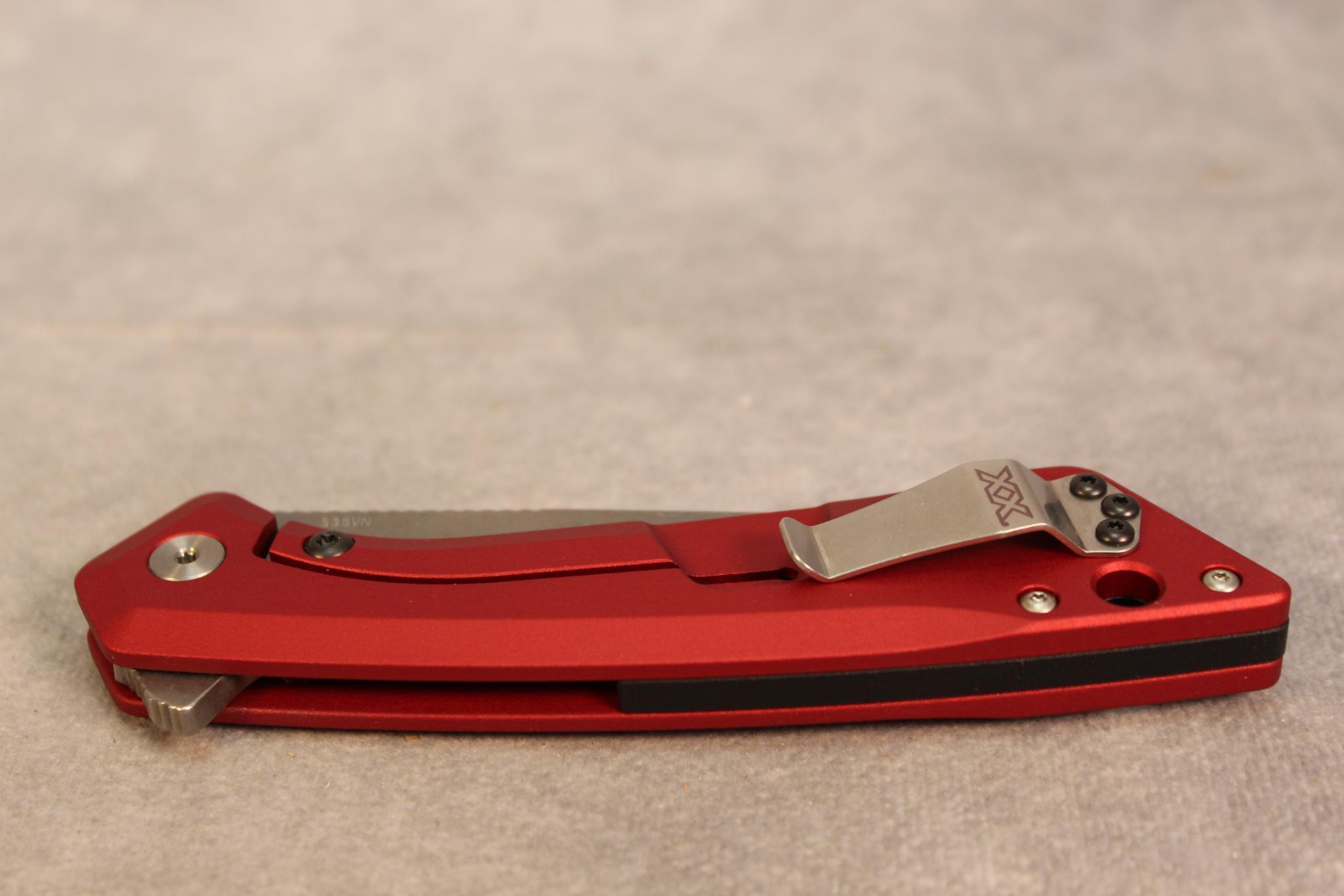 CASE TANTO SATIN W/RED ANODIZED HANDLE FLIPPER