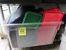 plastic tub full of plastic container lids