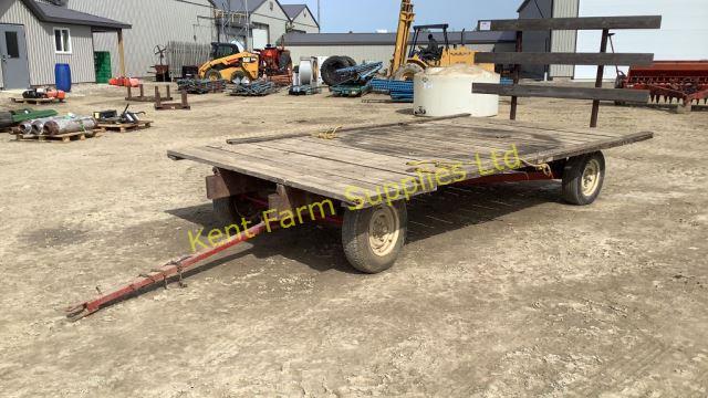 WOODEN FLAT BED WAGON WITH WOODEN END FRAME