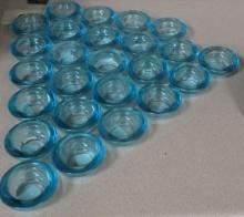 Lot of 24 Blue Glass Candle Holders