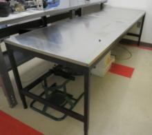 stainless top work table adjustable height 96" long x 30" wide