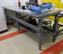 Uline steel adjustable height work table 96" long x 30" wide
