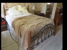 Full size bed, box springs mattress, Metal bed frame, 90"Lx62"Wx 50"T