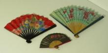 Vintage Japanese fans group of 3 different sizes