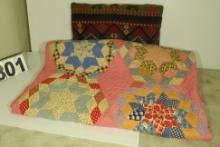 64" x 80" hand made quilt with pillow