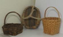 Wicker baskets (One with deer antler for the handle)