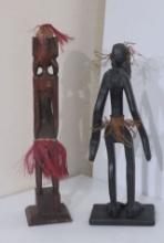 African wood carvings 21'x 5" and 19'x 7"