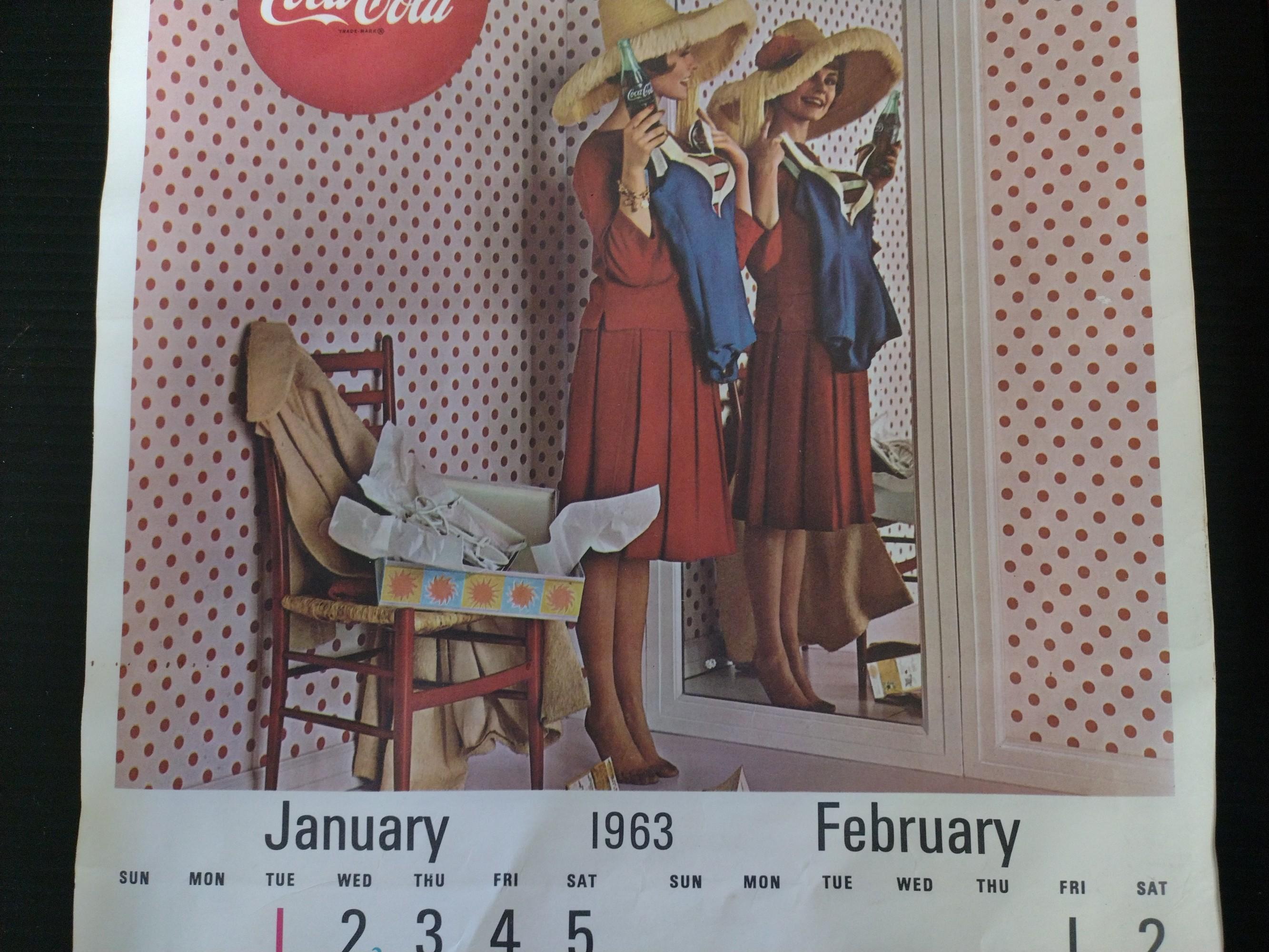 1963 Coca-Cola Calendar and Advertising Sign