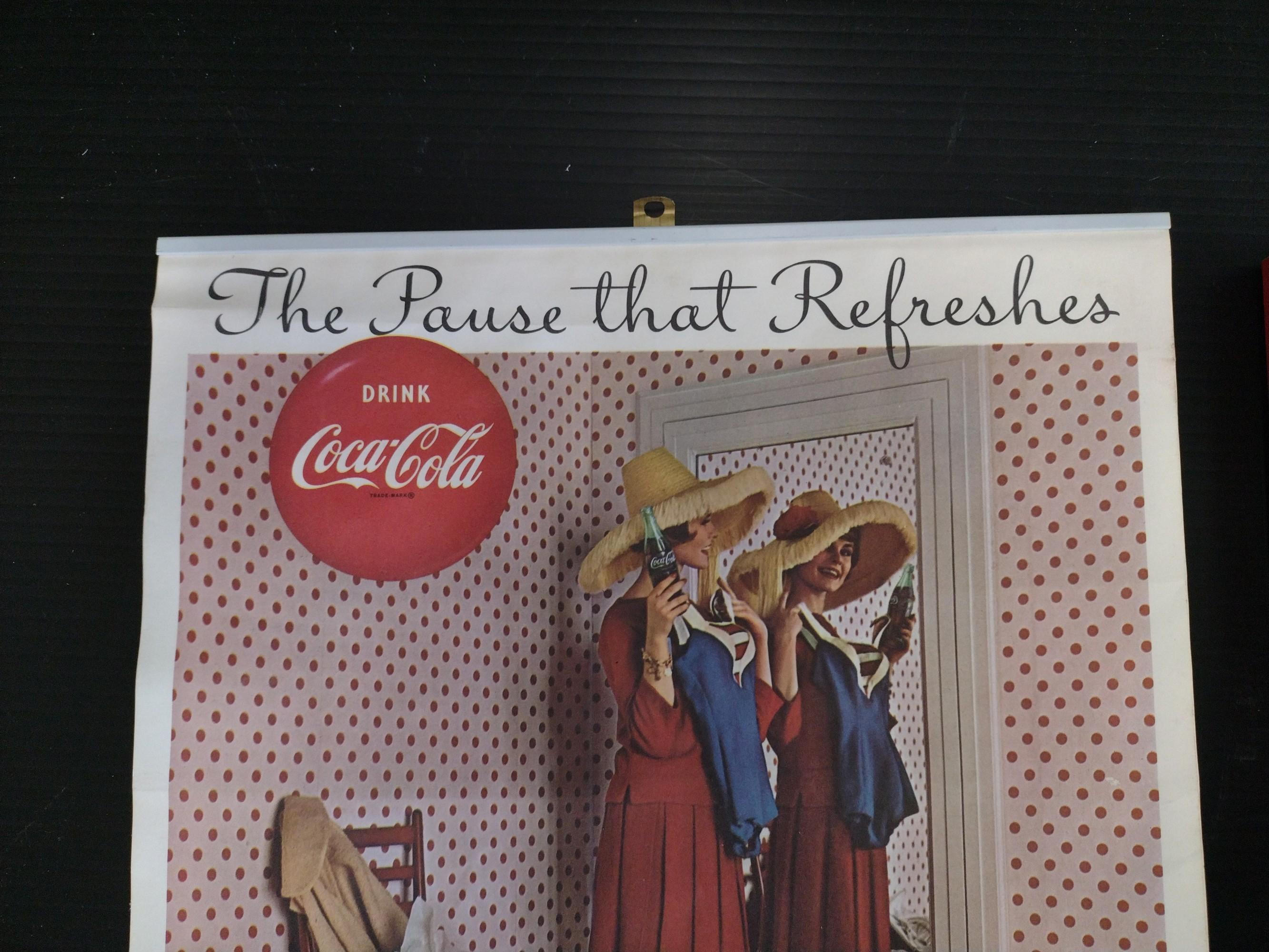 1963 Coca-Cola Calendar and Advertising Sign