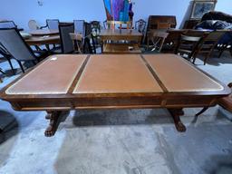 Mirtle Burl Desk ,Leather Top with Gold Details,Hand Carved Base with Claw Footing - Made in Italy b