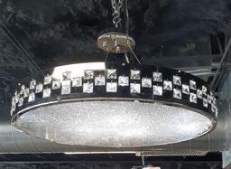 Modern Chrome and Crystal Beads Round Chandelier - 28 in D x 32 H  x12 inches