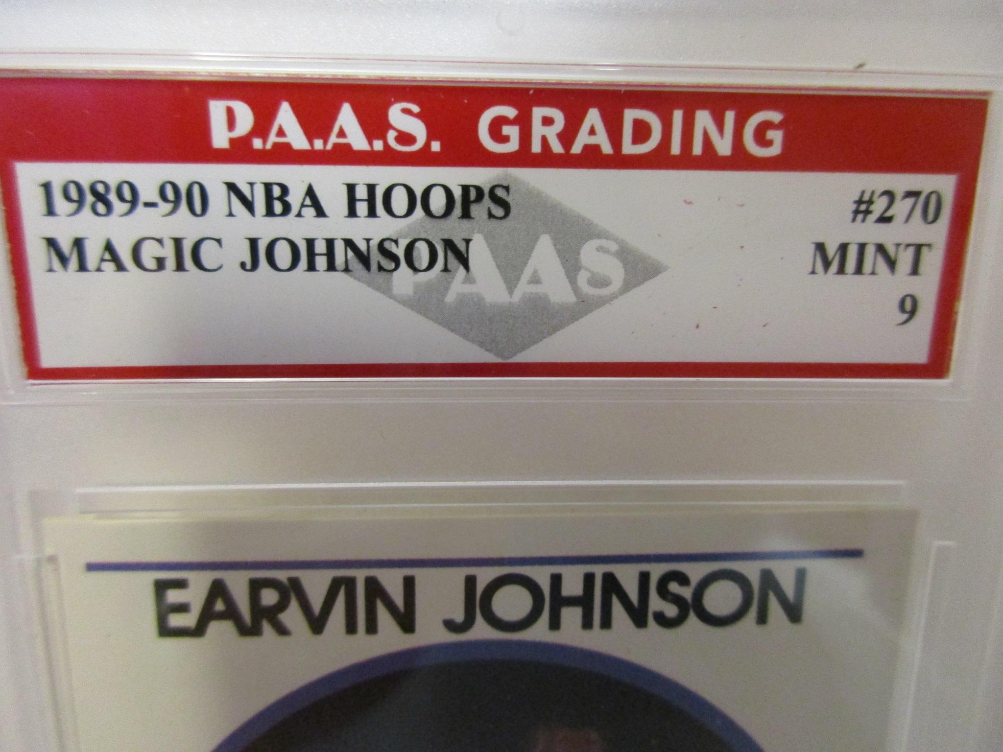 Magic Johnson Los Angeles Lakers 1989-90 NBA Hoops #270 graded PAAS Mint 9