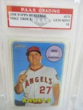 Mike Trout Angels 2018 Topps Heritage #275 graded PAAS Gem Mint 10