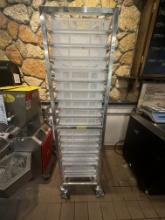 All S.S. 18 Shelf Pasta Rack with Bins on Casters