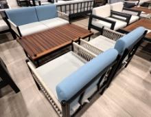 Newport, a 4 Piece Outdoor Furniture Set with a 2 Seater Sofa, (2) Arm Side Chairs and Coffee Table