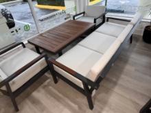 "Smynra"  a 4 Piece Outdoor Patio Furniture Set with a 3 Seater Sofa, (2)  Side Chairs with a Teak T