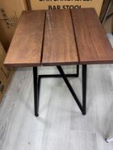 Side Table with Teak Top and Finished in Black (Powder Coated Alumunim