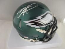 Jalen Hurts of the Philadelphia Eagles signed autographed mini football helmet PAAS COA 725