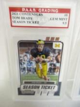 Tom Brady Michigan 2021 Contenders Season Ticket #8 graded PAAS Gem Mint 9.5