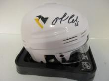 Mario Lemieux of the Pittsburgh Penguins signed autographed mini hockey helmet PAAS COA 819