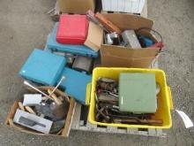ASSORTED POWER & HAND TOOLS, INCLUDING TROWELS, SAWS, HAMMERS, DRILLS, & LEVELS