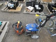 YAMAHA MA190 3100PSI ELECTRIC START PRESSURE WASHER W/ HOSE & WAND & KUBOTA 4GAL WET/DRY SHOP VACUUM