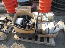 ASSORTED PIPE FITTINGS, HARDWARE, (UNUSED) FLUSH VALVES, & DELTA FAUCET PARTS