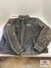 Indian motorcycle Distressed brown leather jacket with liner 2XL