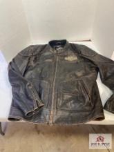 Harley Davidson motorcycle brown distressed leather jacket 2XL